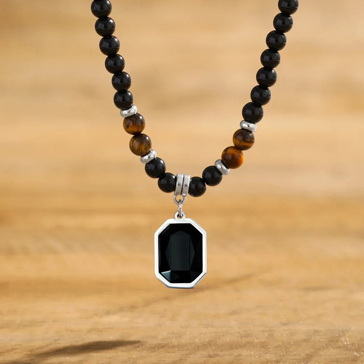 Men's Black Beads with Pearl Pendant - Hayes Carter